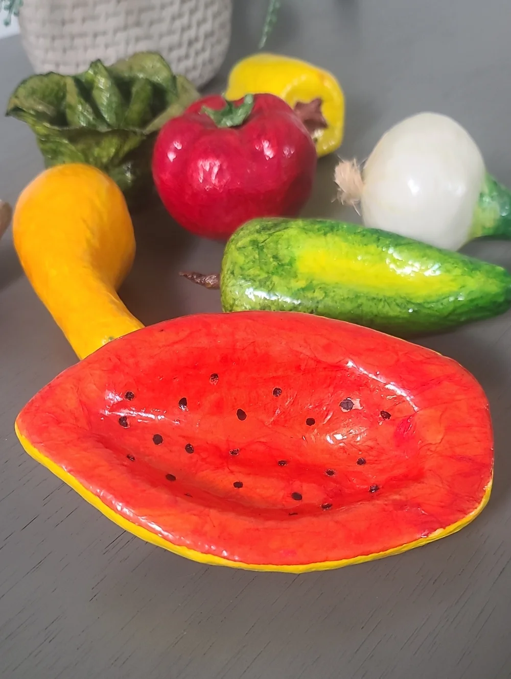 Handmade Paper Mache  Vegetable Set Of 8